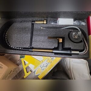 Derengge Commercial Kitchen Faucet Black Gold Pull Down